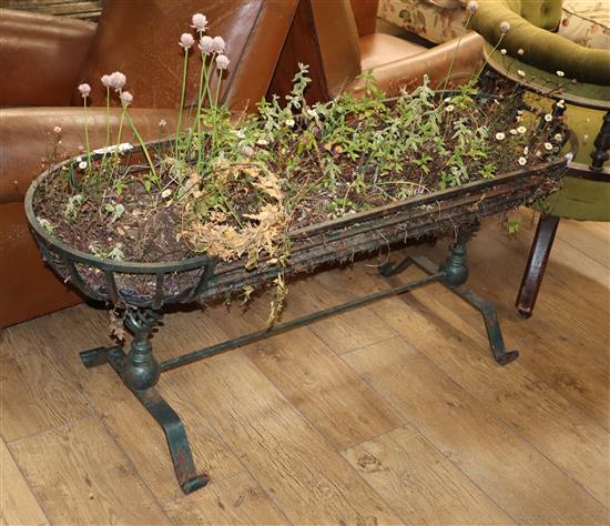 A wrought iron planter / trough, W.130cm, D.42cm, H.53cm